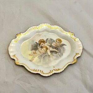 Vintage Cherub Decorative Plate with Gold Accents
